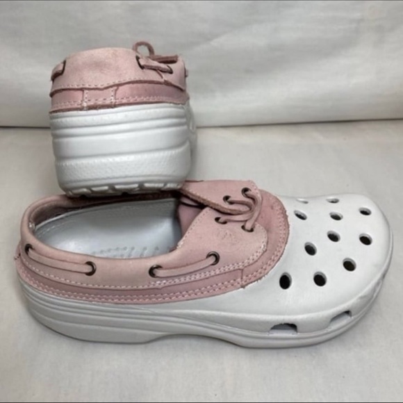 Rare Crocs islander pink leather mens 5 womens 7 unisex - Picture 4 of 7